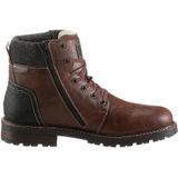 Kuitlaarzen - Donkerbruin - Vetersluiting - Blokhak - Textiel