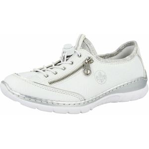 Rieker L32p2 slip-on sneakers voor dames, voorjaar/zomer, Wit wit Argento Silverflower 80 80, 39 EU