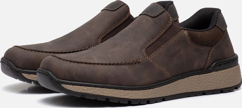 Rieker - B9062 - Instapschoenen - Donkerbruin - Synthetisch Bovenwerk, Uitneembaar Voetbed, Extra Brede Wijdte