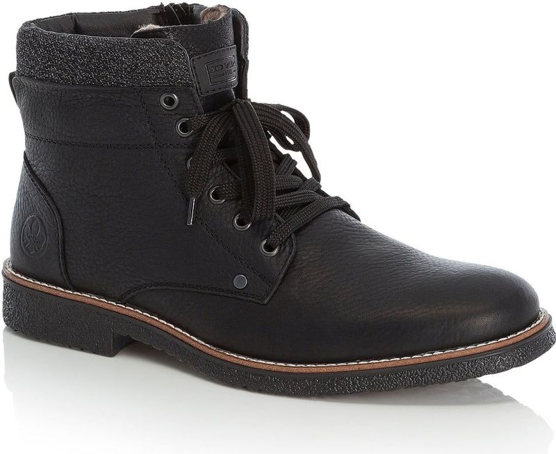 Rieker - Veterboots - Zwart - Leer - Wol