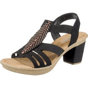 Zwart - Sandalen - Plateauhak - Glinsterende Strass-steentjes