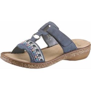 Rieker - 628M6 - Damesslippers - Blauw - Synthetisch - Plat