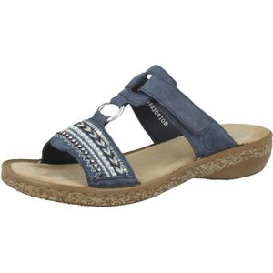 Rieker - 628M6 - Damesslippers - Blauw - Synthetisch - Plat
