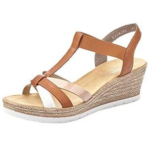 Cognac Sandalen met Sleehak Rieker