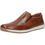 Rieker - Instappers - Cognac - Leer - Perforaties - Flexibele Rubberen Loopzool