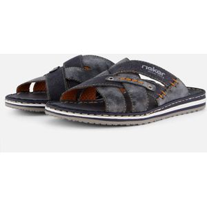Rieker - Heren Slipper - Leer/Denim - Zwart