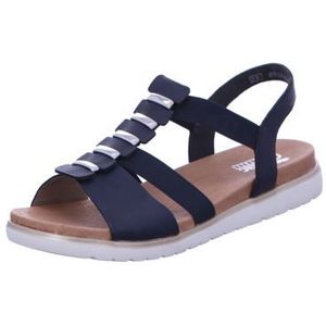 Rieker Dames voorjaar/zomer V5051 T-gesp sandalen, Blauw pacific 14., 36 EU