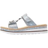 Rieker Pantolette, Plateau, Sommerschuh, Schlappen mit Strass-Stein-Verzierung