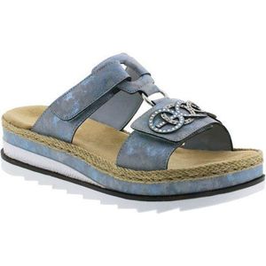 Rieker Pantolette, Plateau, Sommerschuh, Schlappen mit Strass-Stein-Verzierung