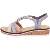 Sandaal - Lichtblauw/Rosé/Zilverkleur - Metallic - Sleehak