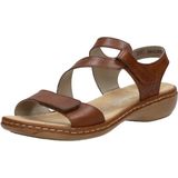 Rieker - Dames Sandalen - Cognac - Glad Leder - Klittenband Sluiting
