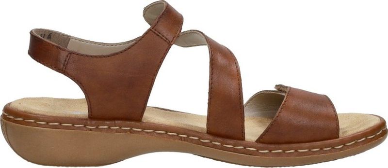 Rieker - Dames Sandalen - Cognac - Glad Leder - Klittenband Sluiting