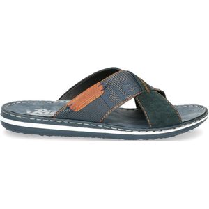 Rieker - 21098 - Heren Slippers - Blauw - Textiel