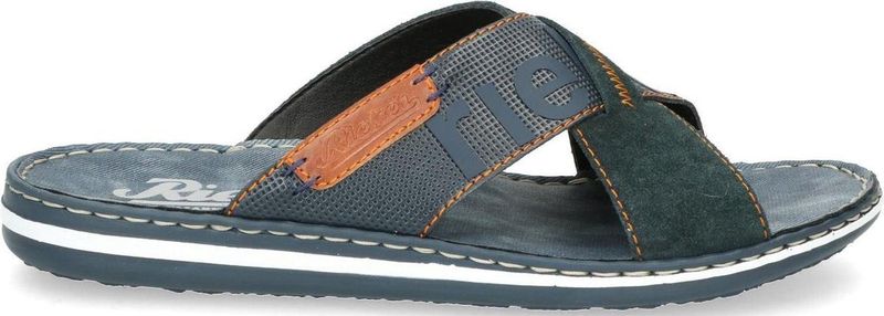 Rieker - 21098 - Heren Slippers - Blauw - Textiel