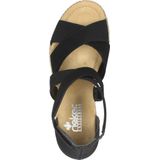 Rieker Dames Sandalen - Zwart - Met Hak en Klittenbandsluiting