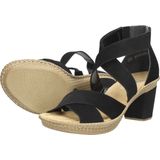 Rieker Dames Sandalen - Zwart - Met Hak en Klittenbandsluiting
