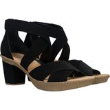 Rieker Dames Sandalen - Zwart - Met Hak en Klittenbandsluiting