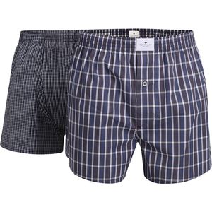 Boxershorts - Blauw/Middel Geruit - Ademend - Logo-Opschrift