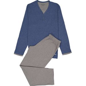 Ceceba - Heren Pyjama - Blauw met Grijs - Lange Broek en Shirt met Lange Mouwen