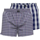 BUGATTI - Boxershorts - Middenblauw - Geweven Wijd Model met Gulp - 2-pack