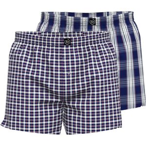 BUGATTI - Boxershorts - Middenblauw - Geweven Wijd Model met Gulp - 2-pack