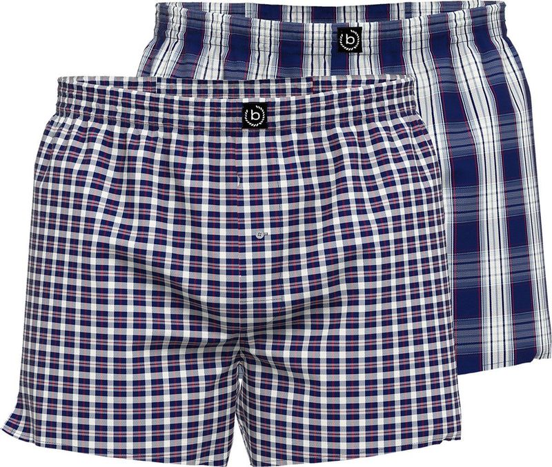 BUGATTI - Boxershorts - Middenblauw - Geweven Wijd Model met Gulp - 2-pack