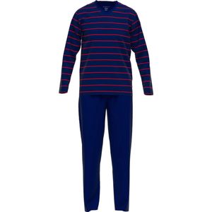 Rood - Pyjama - Lange Mouwen - Ronde Hals - Contraststrepen