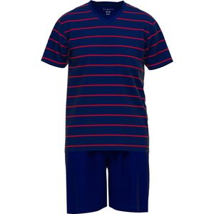 BUGATTI heren shortama V-hals, donkerrood gestreept