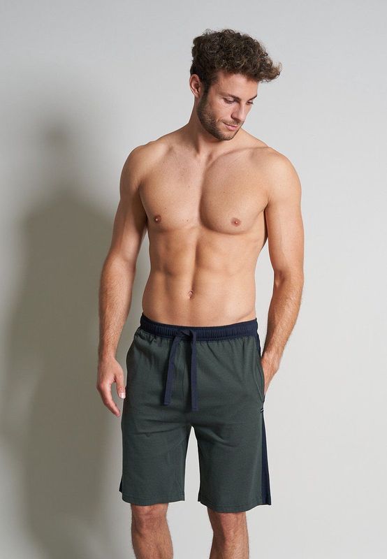 Tom Tailor - Heren Pyjama- of Loungebroek - Donkergroen Gestreept