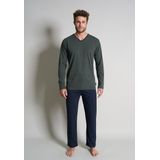 Groen/Donker Gestreepte Pyjama - V-hals - Korte Mouwen - Basic Pasvorm