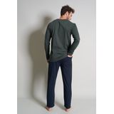 Groen/Donker Gestreepte Pyjama - V-hals - Korte Mouwen - Basic Pasvorm