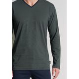 Groen/Donker Gestreepte Pyjama - V-hals - Korte Mouwen - Basic Pasvorm