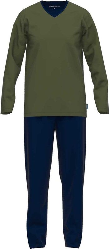 Groen/Donker Gestreepte Pyjama - V-hals - Korte Mouwen - Basic Pasvorm