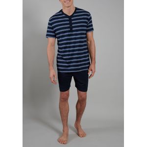 Ceceba - Heren Shortama - Donkerblauw Gestreept - Korte Broek + Shirt met Korte Mouwen - Tricot