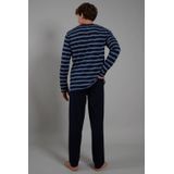 Ceceba - Heren Pyjama - Donkerblauw Gestreept - O-hals Met Knoopjes