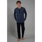 Ceceba - Heren Pyjama - Donkerblauw Gestreept - O-hals Met Knoopjes