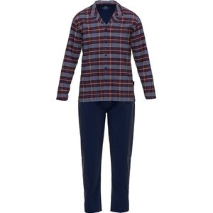 Pyjama - Rood/Donker Geruit - V-hals - Lange Mouwen - Reverskraag