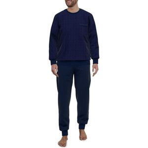 Götzburg Pyjama lange broek - Blau-dunkel-uni - maat S (S) - Heren Volwassenen - Katoen/polyester- 452271-3015-660-S