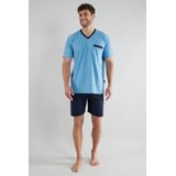 Götzburg - Shortama - Blauw met Print - Katoen - Heren set met Korte Broek en Shirt