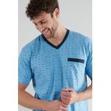 Götzburg - Shortama - Blauw met Print - Katoen - Heren set met Korte Broek en Shirt