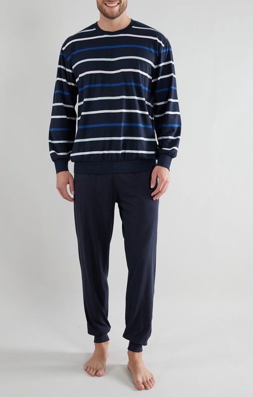 Götzburg - Pyjama - Donkerblauw - Lange Mouwen - Elastische Tailleband