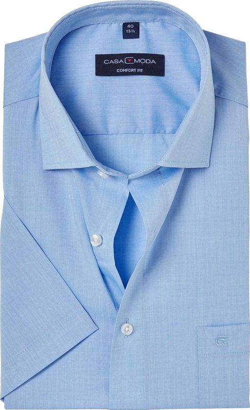 CASA MODA - Comfort Fit - Overhemd - Lichtblauw - Korte Mouw - Strijkvrij