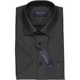 Casa Moda - Overhemd - Antraciet - 100% Katoen - Korte Mouw, Kent Kraag, Met Borstzak