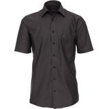 Casa Moda - Overhemd - Antraciet - 100% Katoen - Korte Mouw, Kent Kraag, Met Borstzak