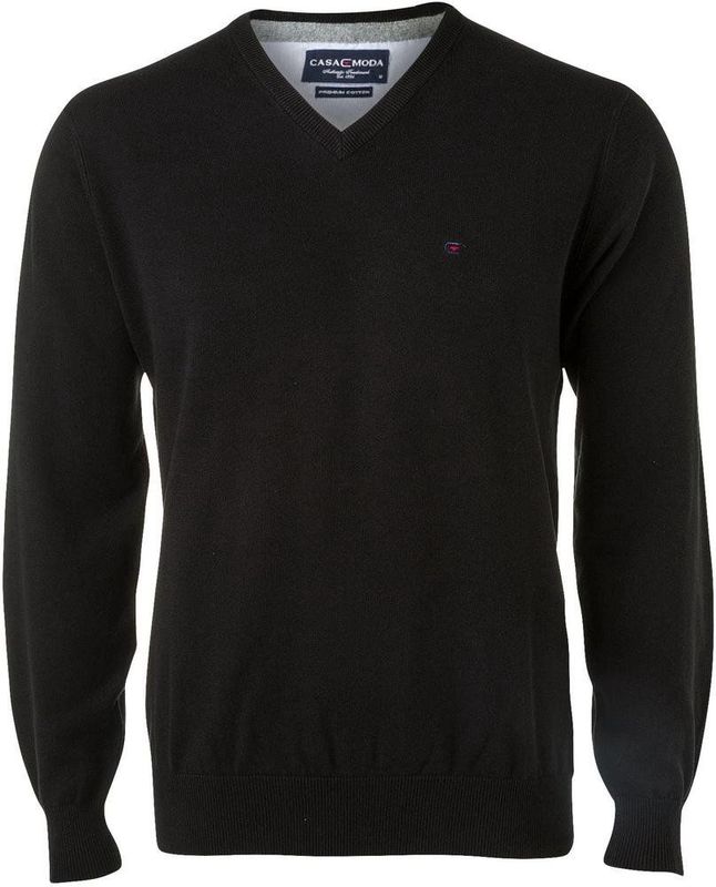 Casa Moda V-Neck Pullover - Navy - Pima Katoen - Regular-Fit
