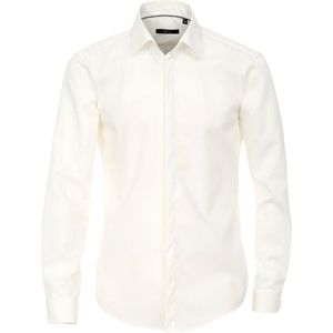 VENTI - Modern Fit - Overhemd - Beige - Dubbele Manchet en Kent Kraag - Strijkvrij