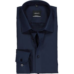 Venti - Overhemd - Blauw - Lange Mouw - 100% Katoen - Poplin
