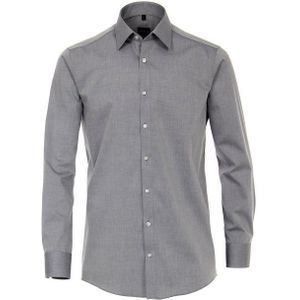 VENTI - Overhemd - Grijs - Modern Fit - Kreuk- en Strijkvrij