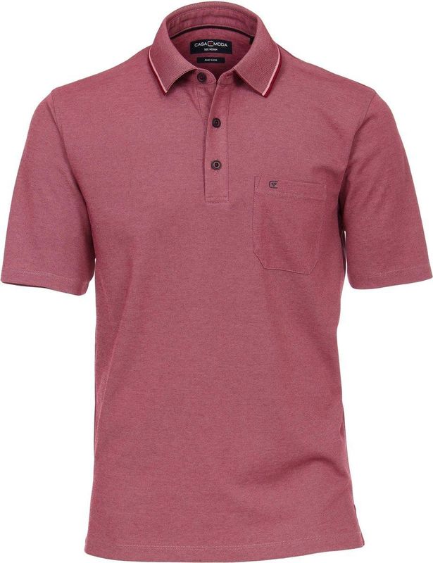 CASA MODA - Comfort Fit - Poloshirt - Donker Roze/Wit - Katoen/Polyester