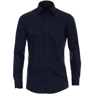 VENTI - Body Fit Overhemd - Marine Blauw - Strijkvriendelijk - Katoen